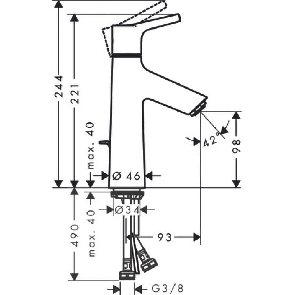 Смеситель для раковины hansgrohe Talis S 100 LowFlow 72024000 3,5 л /мин со сливным гарнитуром хром