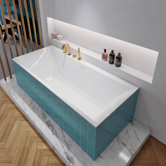 Квариловая ванна 180х80 см Villeroy&Boch Subway 3.0 UBQ180SBW2DV-01 с ножками и сливом-переливом