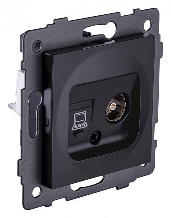 ТВ-розетка и розетка Ethernet RJ-45 без рамки Kollinger  REA-021BM