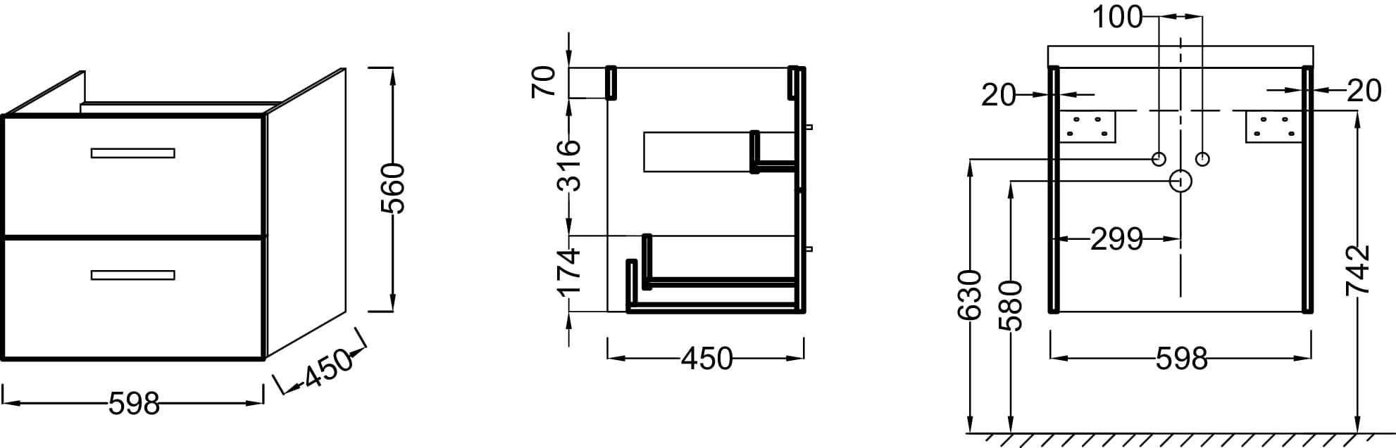 Тумба под раковину Jacob Delafon Ola 60 EB390RU-N14