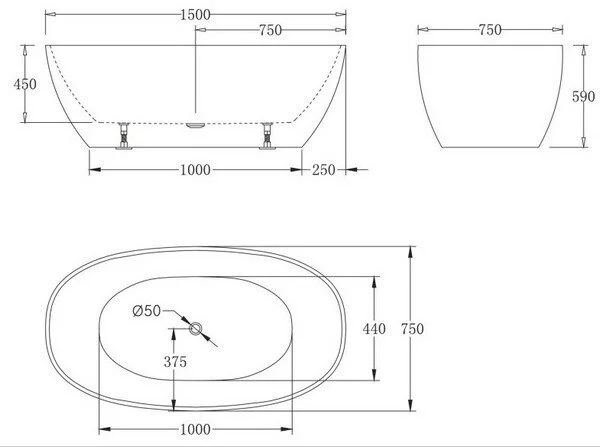 Акриловая ванна BelBagno 150х75 BB BB81-1500-W0 белый