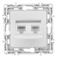 Розетка двойная RJ-11 и Ethernet RJ-45 без рамки Arte Milano am-217 217.44-1.silver