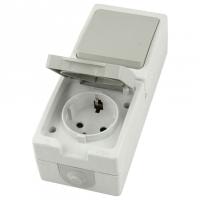 Блок с розеткой и выключателем Stekker Велена 49738