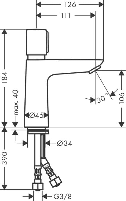 Смеситель для раковины hansgrohe Talis E Self-C 110l 71718000 хром