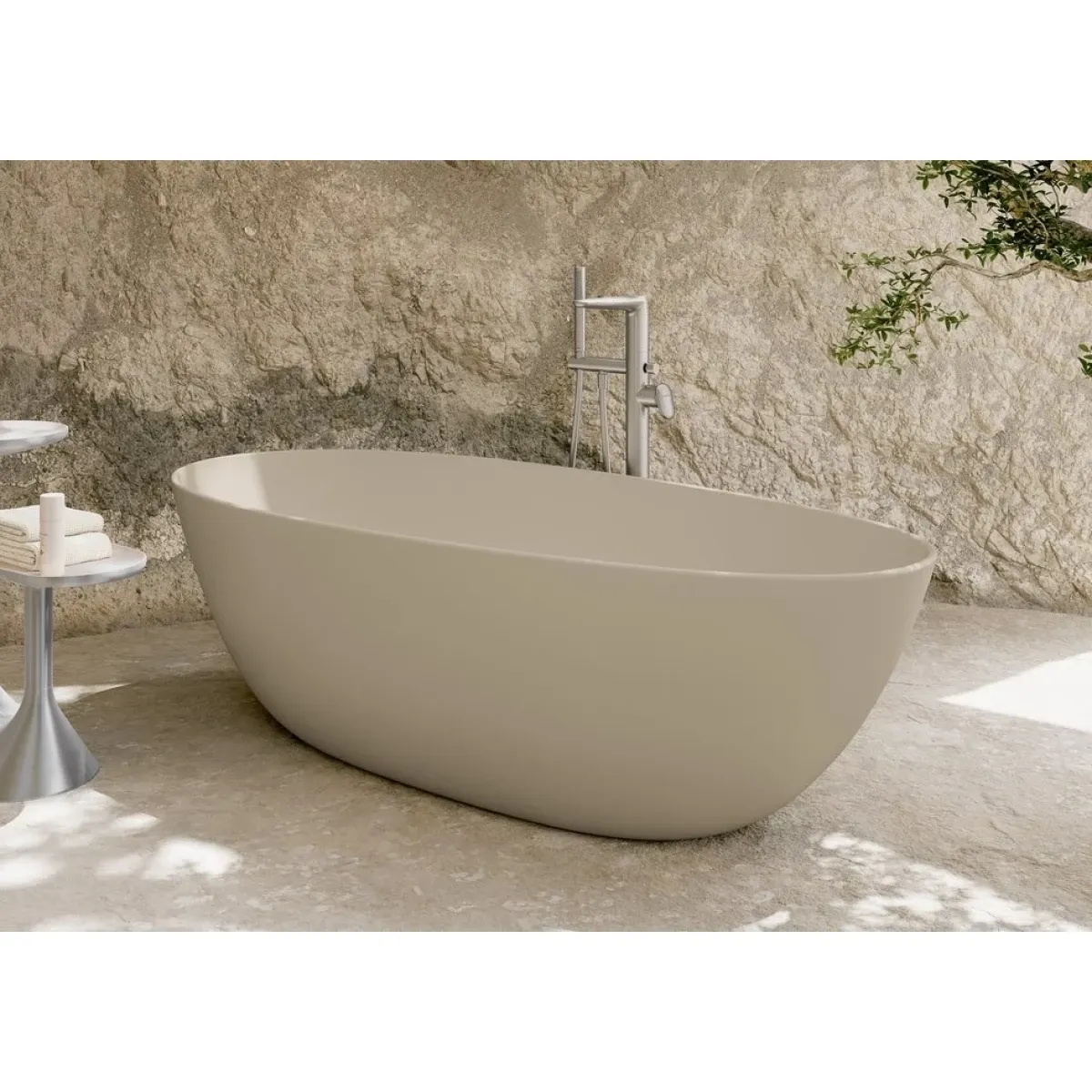 Квариловая ванна Villeroy & Boch Antao Almond UBQ170TAO7V-AL 170x75 см, отдельностоящая, миндаль матовый