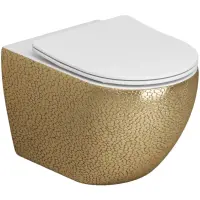 Унитаз подвесной Grossman GR-4411GWLS безободковый, с сиденьем микролифт, белый/золото