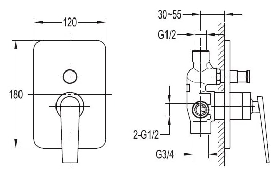 Смеситель для душа Cezares Baden BADEN-VDIM-01 (BADEN-F-VDIM-01)
