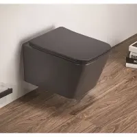 Унитаз подвесной CeramaLux 5170MDH безободковый, с сиденьем микролифт, серый матовый