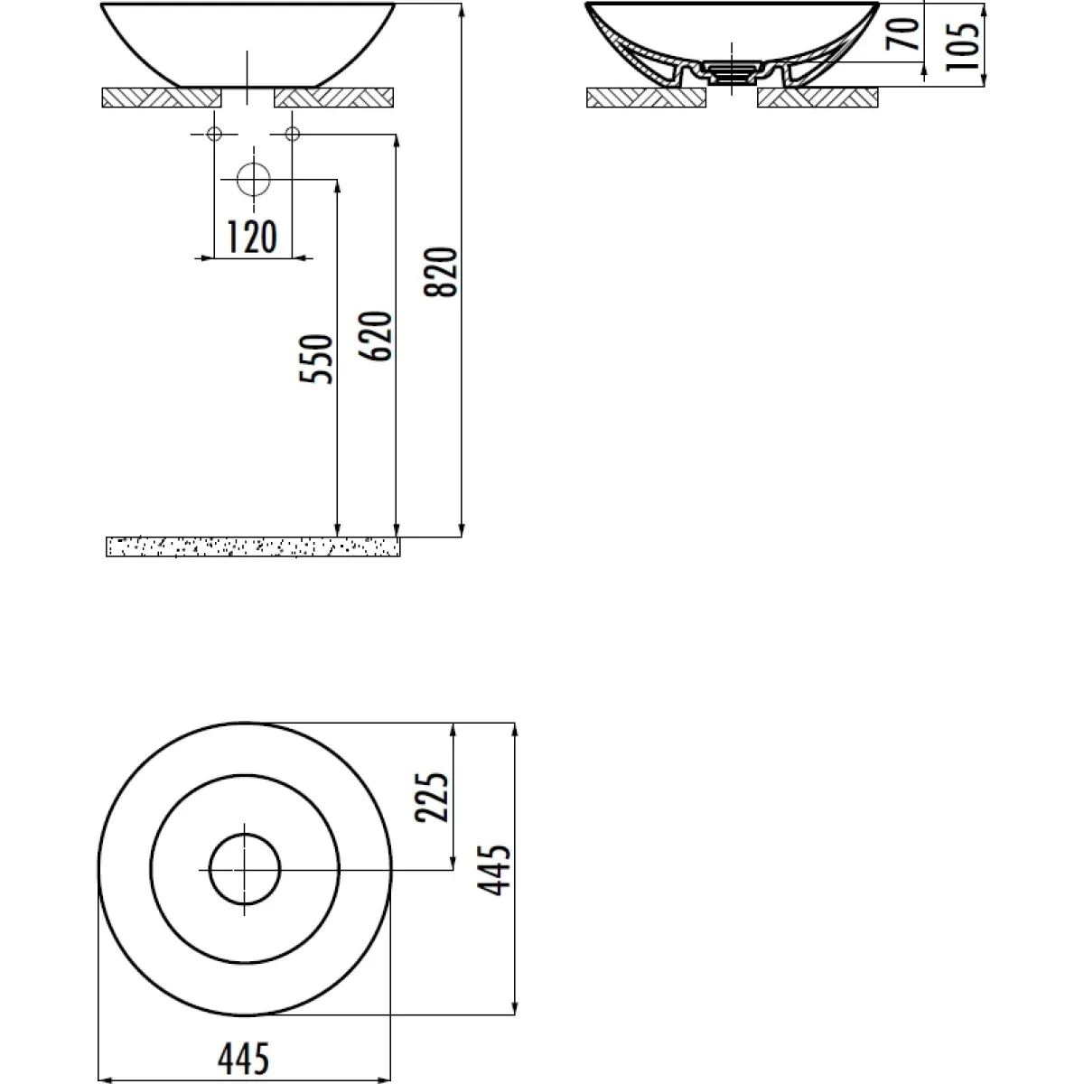 Раковина-чаша Creavit Foglia FG145-00CB00E-0000 44,5x44,5 см, накладная, белый