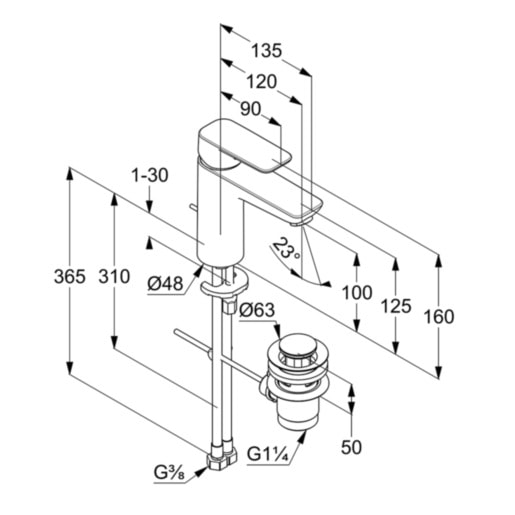Смеситель для раковины Kludi PURE&STYLE 402900575 хром