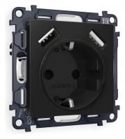Розетка с заземлением и со шторкой и 2хUSB type A, без рамки Ambrella Volt ALFA MA809010