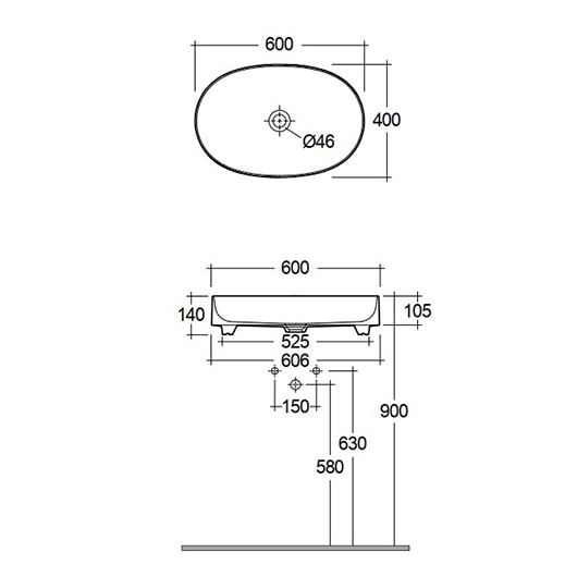 Раковина Kludi Resa O 60 58CW20O2 светло-серая матовая