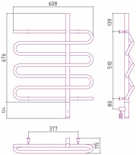 Электрический полотенцесушитель Сунержа Эпатаж 3.0 800х600 31-5851-8060 матовый черный