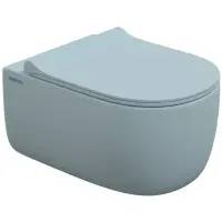 Унитаз подвесной Berges Ego XL 083229 безободковый, с сиденьем микролифт, голубой матовый