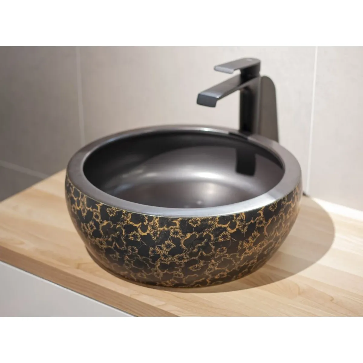 Раковина-чаша CeramaLux J2030 41x41 см, накладная, черный/коричневый