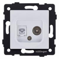 Розетка двойная RJ-11 и Ethernet RJ-45, без рамки Kollinger  REA-013WH