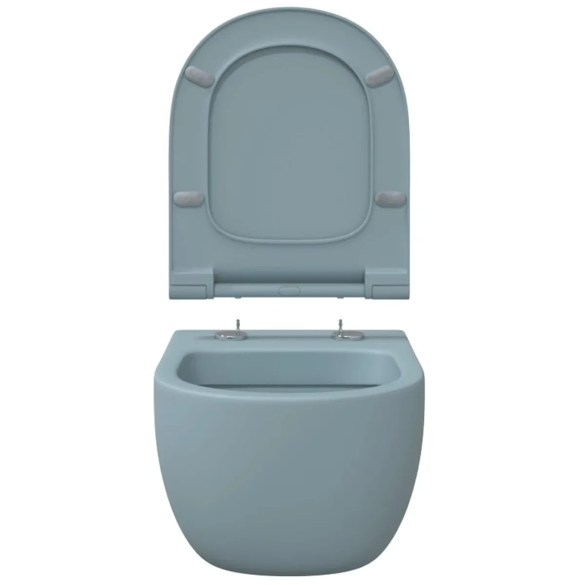 Унитаз подвесной Berges Ego XL 083229 безободковый, с сиденьем микролифт, голубой матовый