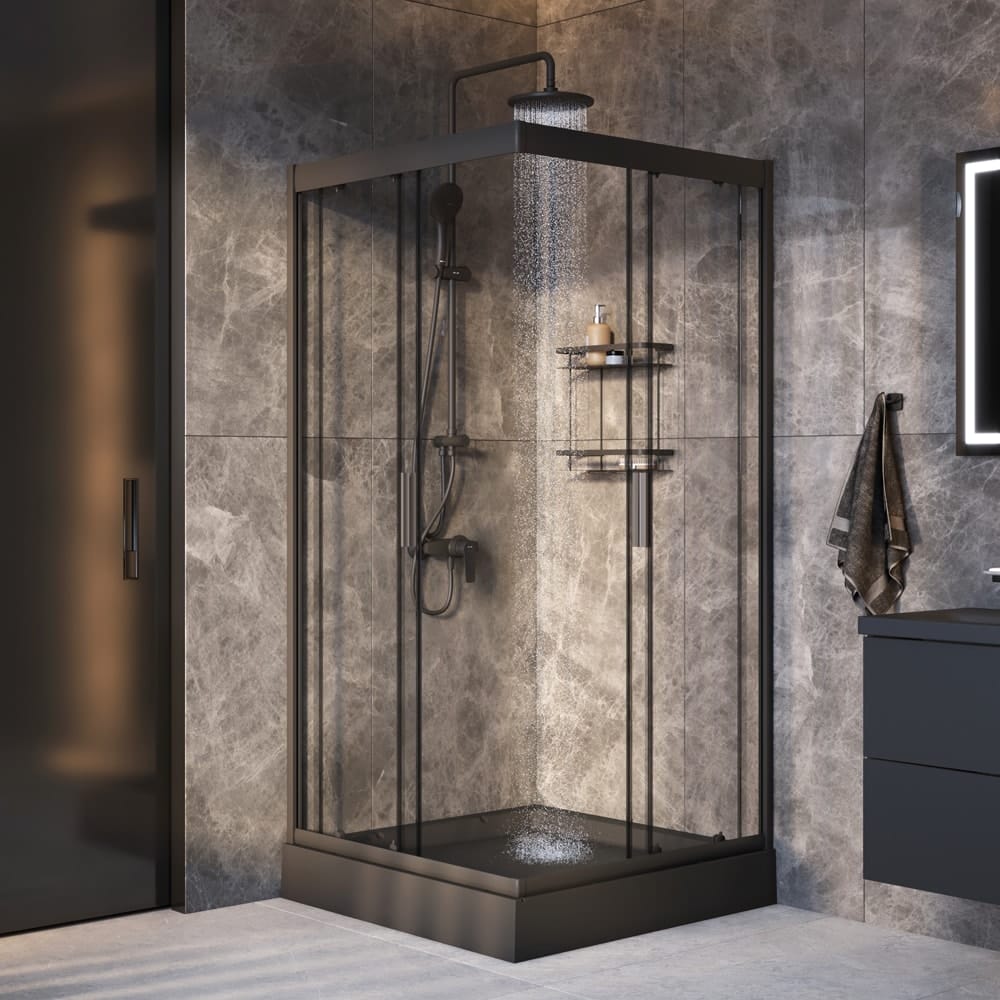 Комплект душевого уголка Am.Pm Gem 90x90 WK90EO черный матовый