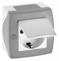 Розетка с заземлением с крышкой Mono Electric Octans IP20 104-020007-118