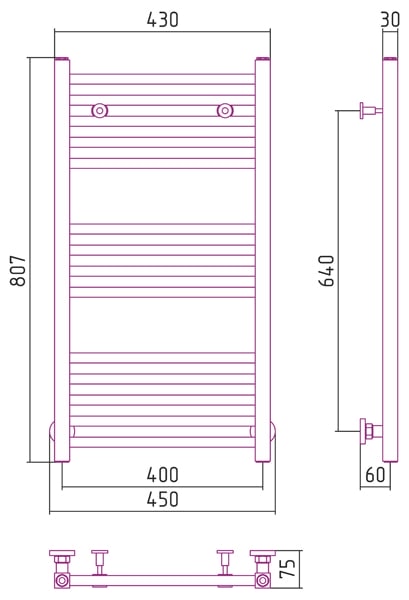 Полотенцесушитель водяной Сунержа Модус 80x40 00-0250-8040