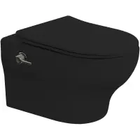 Унитаз подвесной Boheme Fiore 978-SET-2-B безободковый, с функцией биде, торнадо, с сиденьем микролифт, черный матовый