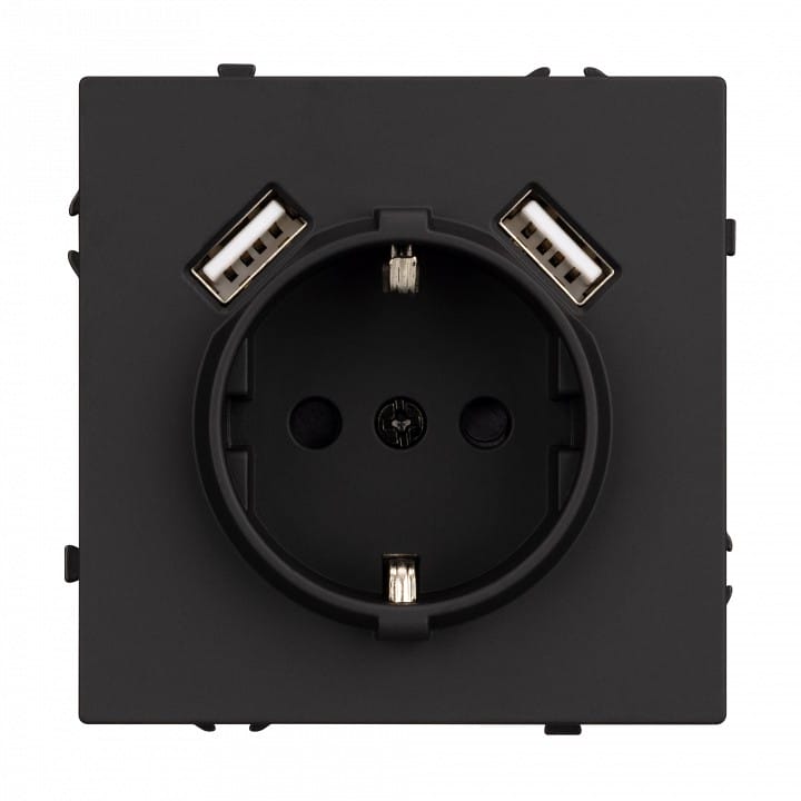Розетка с заземлением и со шторкой и 2хUSB type A, без рамки Arlight NOBE 054289(1)