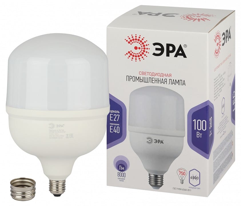 Лампа светодиодная Эра Стандарт E27/E40 100Вт 6500K LED POWER T160-100W-6500-E27/E40