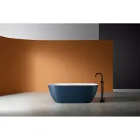 Ванна из литьевого мрамора Abber Frankfurt AM9941DB 170x75 см, отдельностоящая, белый матовый/синий матовый