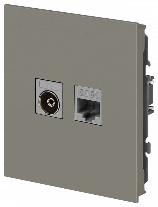 ТВ-розетка и розетка Ethernet RJ-45 без рамки Эра Arktik Б0070500
