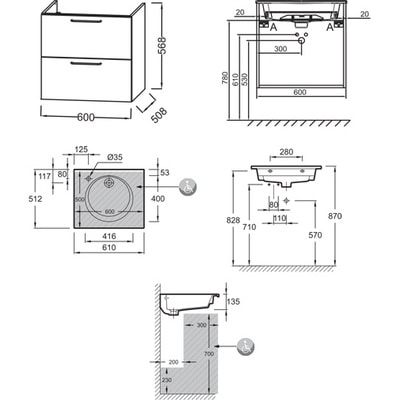 Тумба под раковину Jacob Delafon Odeon Rive Gauche 60 EB2520-R9-E52 дуб табак ручки черный