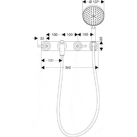 Смеситель для ванны Axor Citterio 39442000 с душевым гарнитуром