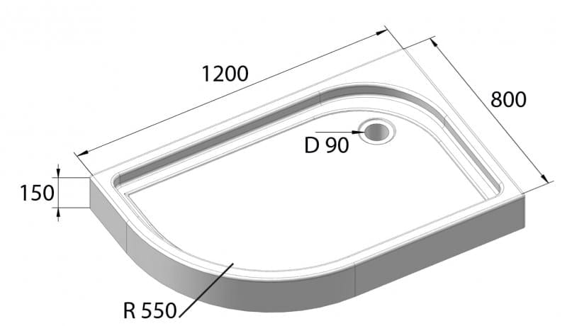 Душевой поддон Tray BelBagno TRAY-BB-RH-120/80-550-15-W-R