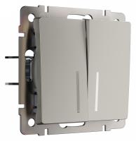 Выключатель двухклавишный с подсветкой без рамки Werkel дымчатый W1220104