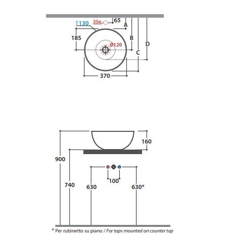 Раковина Globo T-Edge 37 B6T37AR черный