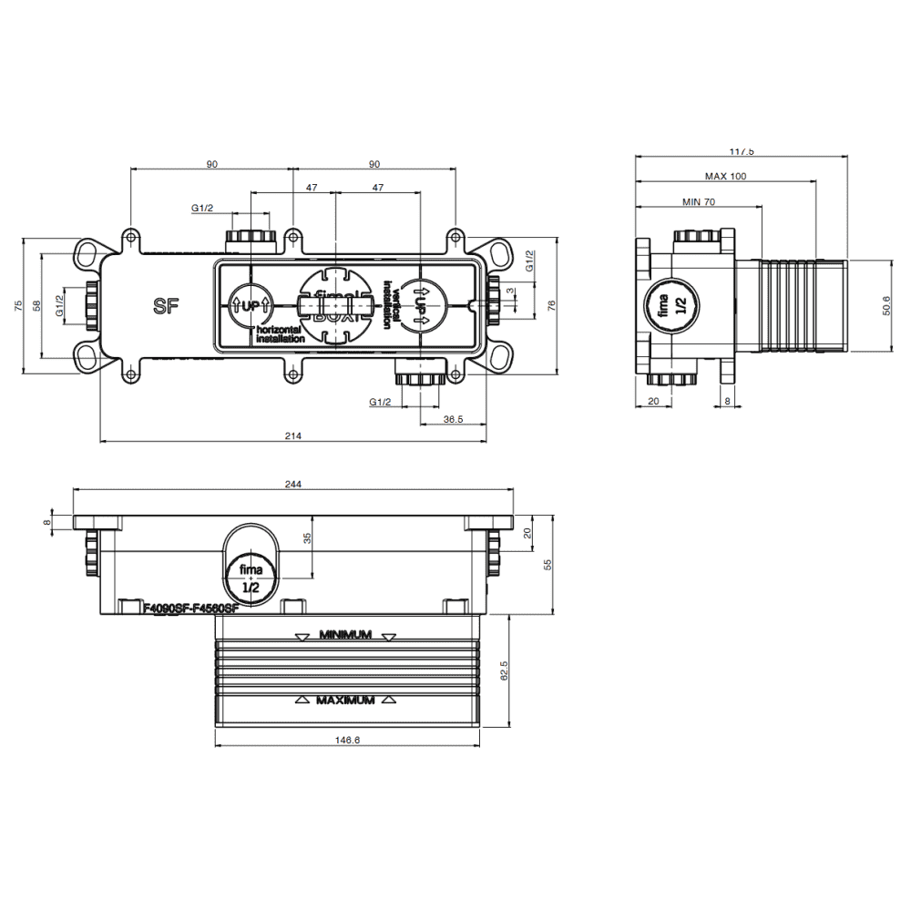 Внутренняя часть смесителя для душа FIMA Carlo Frattini FimaBox F4560SF