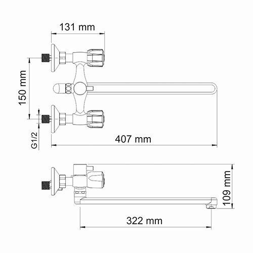 Ампер (Amper) 2902L Смеситель для ванны с длинным изливом