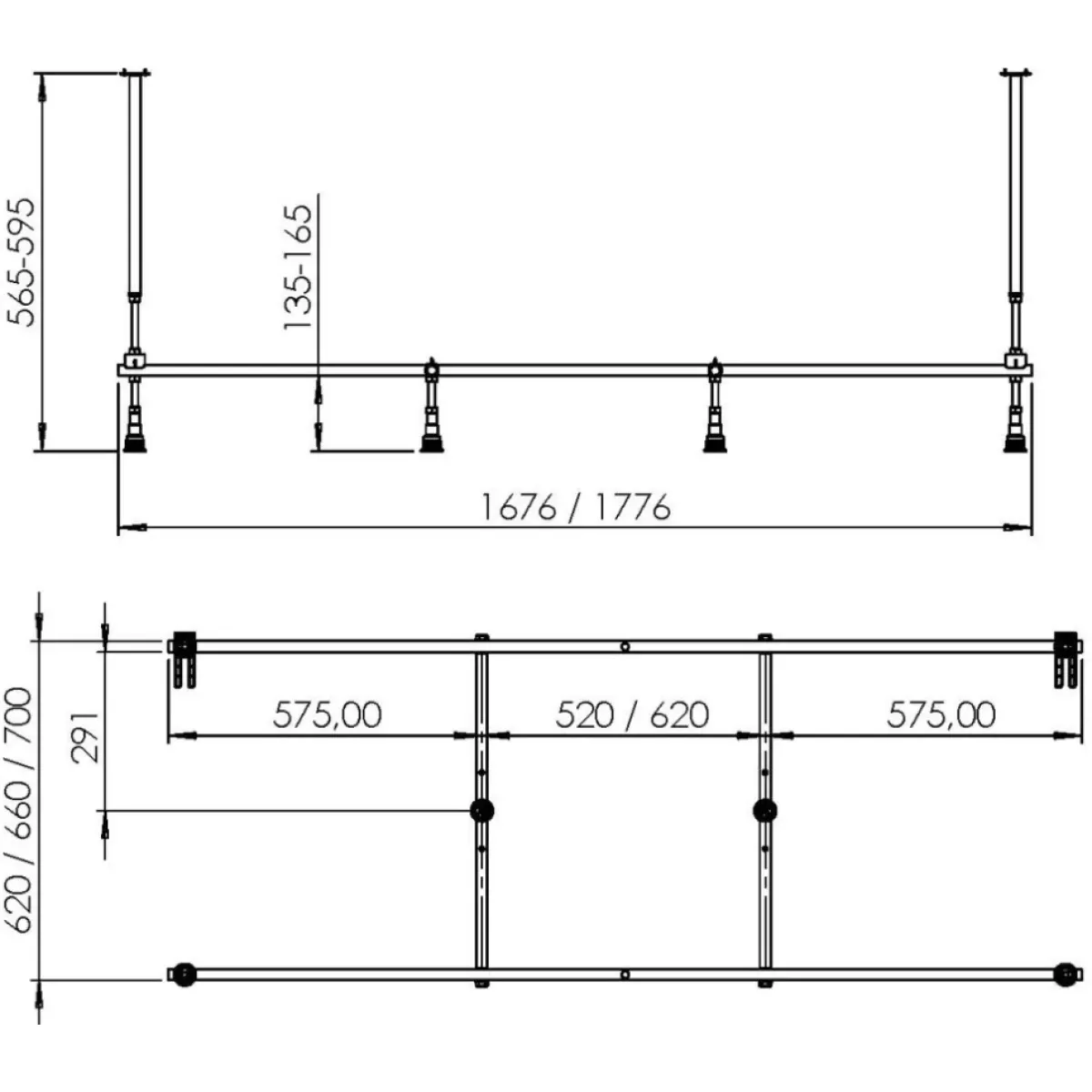 Каркас для ванны AM.PM Libre W60A-170-070W-R 170x70