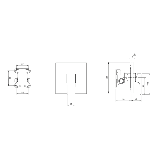 Смеситель для душа Villeroy&Boch Architectura Square TVS125002000K5 черный матовый