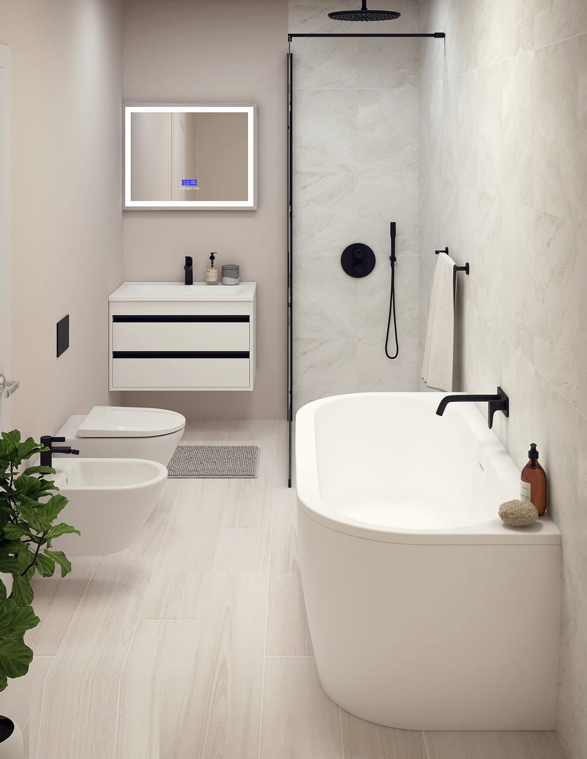 Акриловая ванна Cezares Slim 180 SLIM WALL-180-80-60-W37-SET