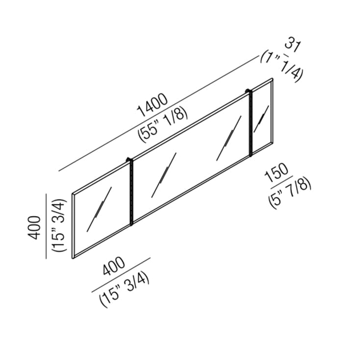 Зеркало Agape Nudo LED 140x40 AGAB0351 сталь