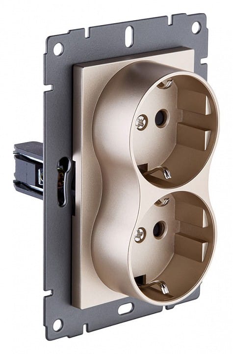 Розетка двойная с заземлением, без рамки Kollinger  REA-032GD