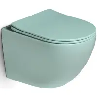 Унитаз подвесной SantiLine SL-5103 безободковый, с сиденьем микролифт, мятный матовый