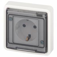 Розетка с заземлением с крышкой Эра Эра Эксперт 11-2521-01