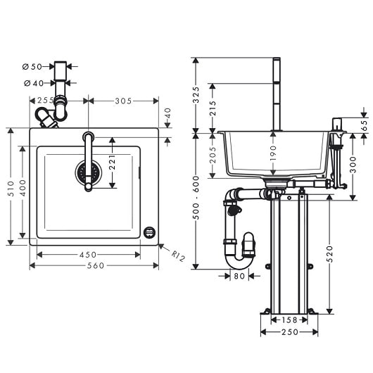 Кухонная комбинация hansgrohe C51-F450-06 43217000 хром