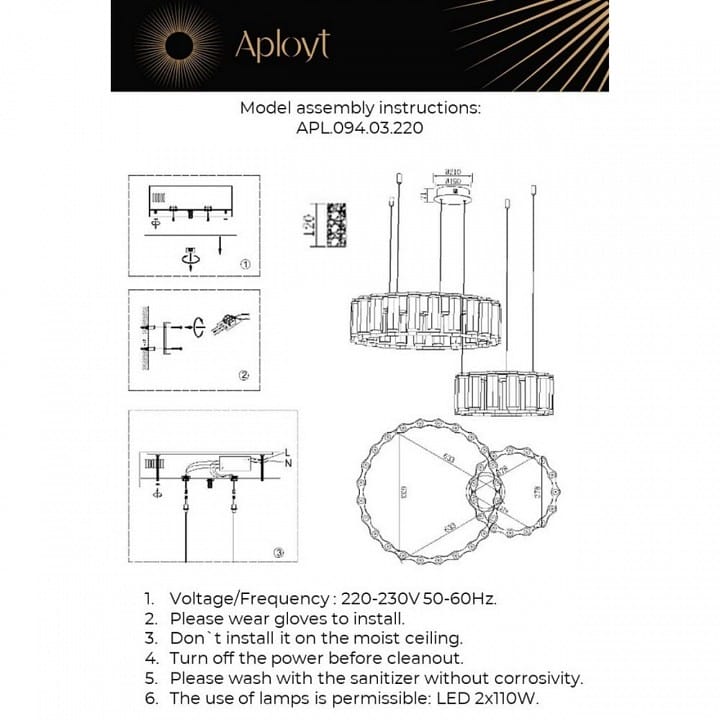 Подвесной светильник Aployt Pietro APL.094.03.220