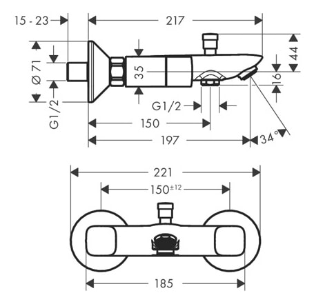 Смеситель для ванны hansgrohe LOGIS 71243000