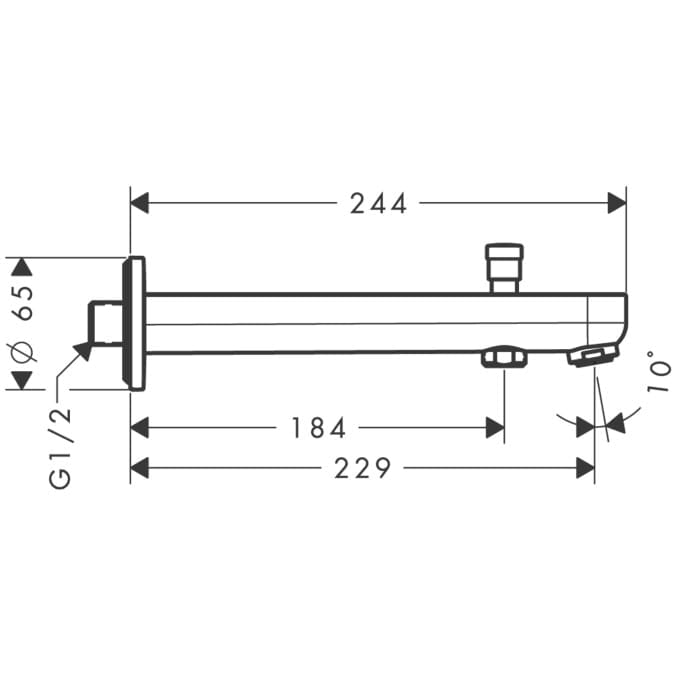 Излив на ванну hansgrohe Metris S 31416000 228 мм с переключателем на душ хром