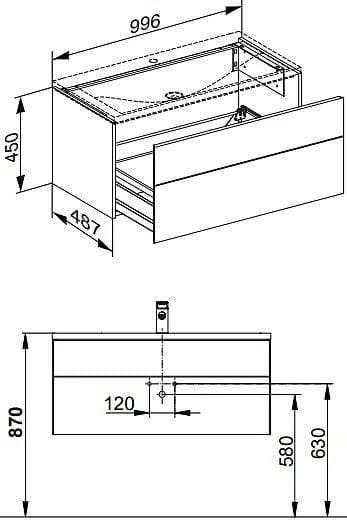 Тумба под раковину Keuco Royal Reflex 100 34070140000 трюфель