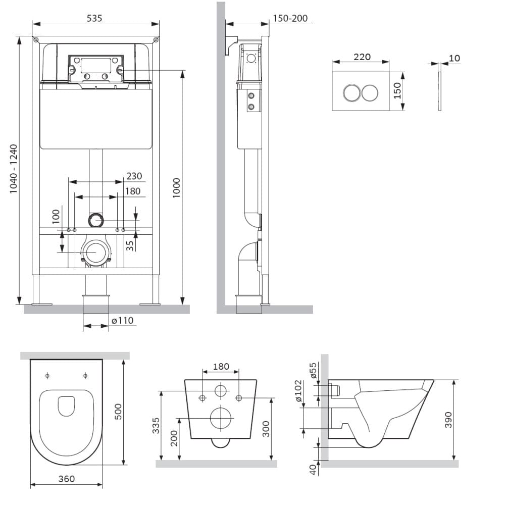 Комплект унитаза с инсталляцией AM.PM Sense IS70151.741701 с крышкой-сиденьем