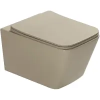 Унитаз подвесной SantiLine SL-5007BG безободковый, с сиденьем микролифт, бежевый матовый